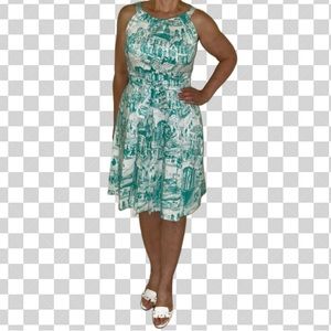 Chetta B * Lovely Fit & Flare Mint Green Print Sundress * Size 10